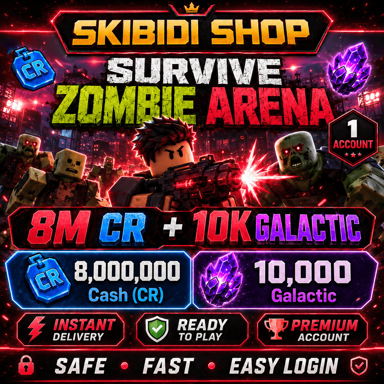 💰 8M Cash (CR) + 🌠 10,000 Galactic | Instant Delivery ⚡