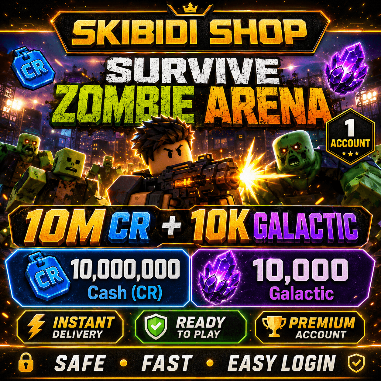 💰 10M Cash (CR) + 🌠 10,000 Galactic | Instant Delivery ⚡